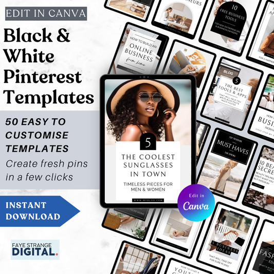 50 Black & White Pinterest Templates for Canva