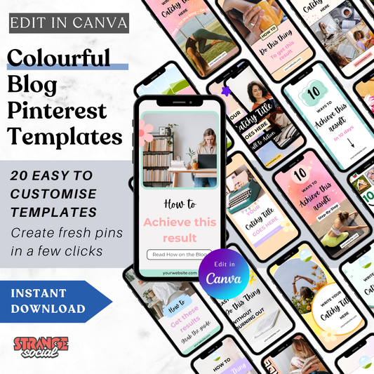 Colourful Blog Pinterest Templates for Canva